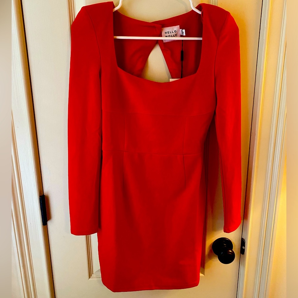 Long Sleeve Red Cocktail Dress